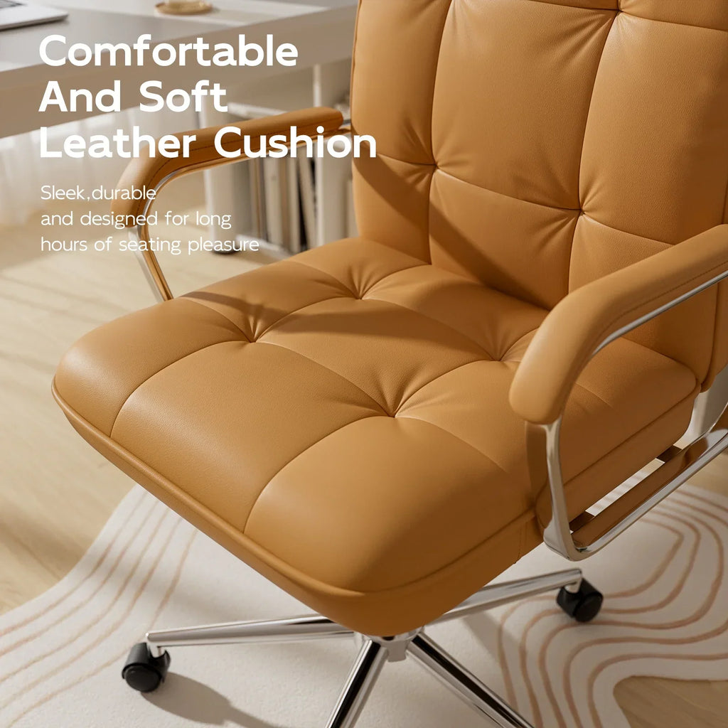 Nouveauté 2026 – Fauteuil de bureau Solfway blanc , fauteuil de bureau pivotant en cuir avec roulettes et accoudoirs rembourrés, fauteuil de direction pour adultes