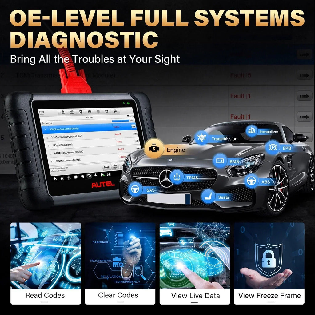 Nouveauté 2026 – Scanner Autel MaxiCOM MK808S : outil de diagnostic automobile bidirectionnel pour tous les systèmes et plus de 28 services (tests actifs
