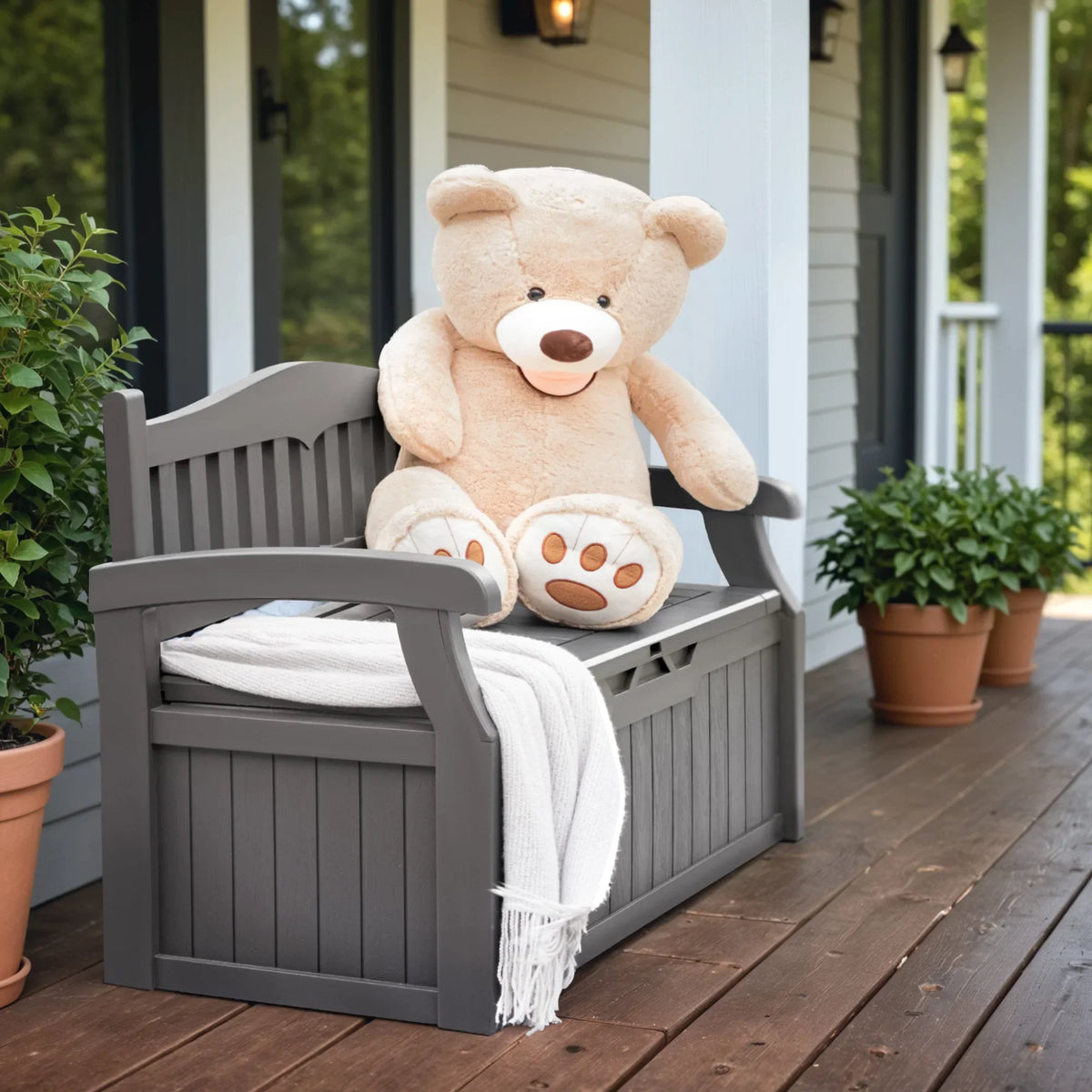 Nouveauté 2026 – Banc de rangement Homall de 80 gallons en plastique, fabriqué en résine durable et résistante aux intempéries, avec compartiment de rangement organisé de type Deckbox, pour patios et pelouses extérieures, noir