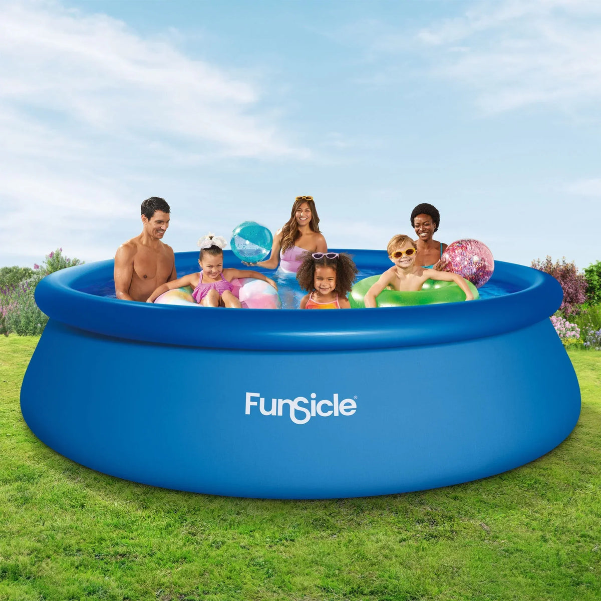 Nouveauté 2026 – Piscine hors sol ronde Funsicle QuickSet de 2,4 m (8 pi), à partir de 6 ans