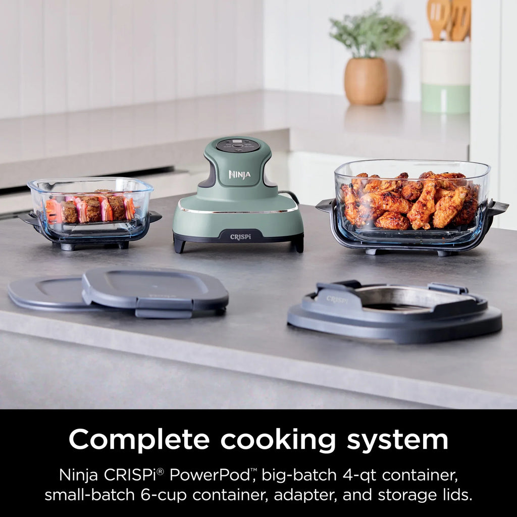Nouveauté 2026 – Friteuse à air portable Ninja Crispi 4-en-1 en verre , récipients de 4 pintes et 6 tasses, Cyberspace
