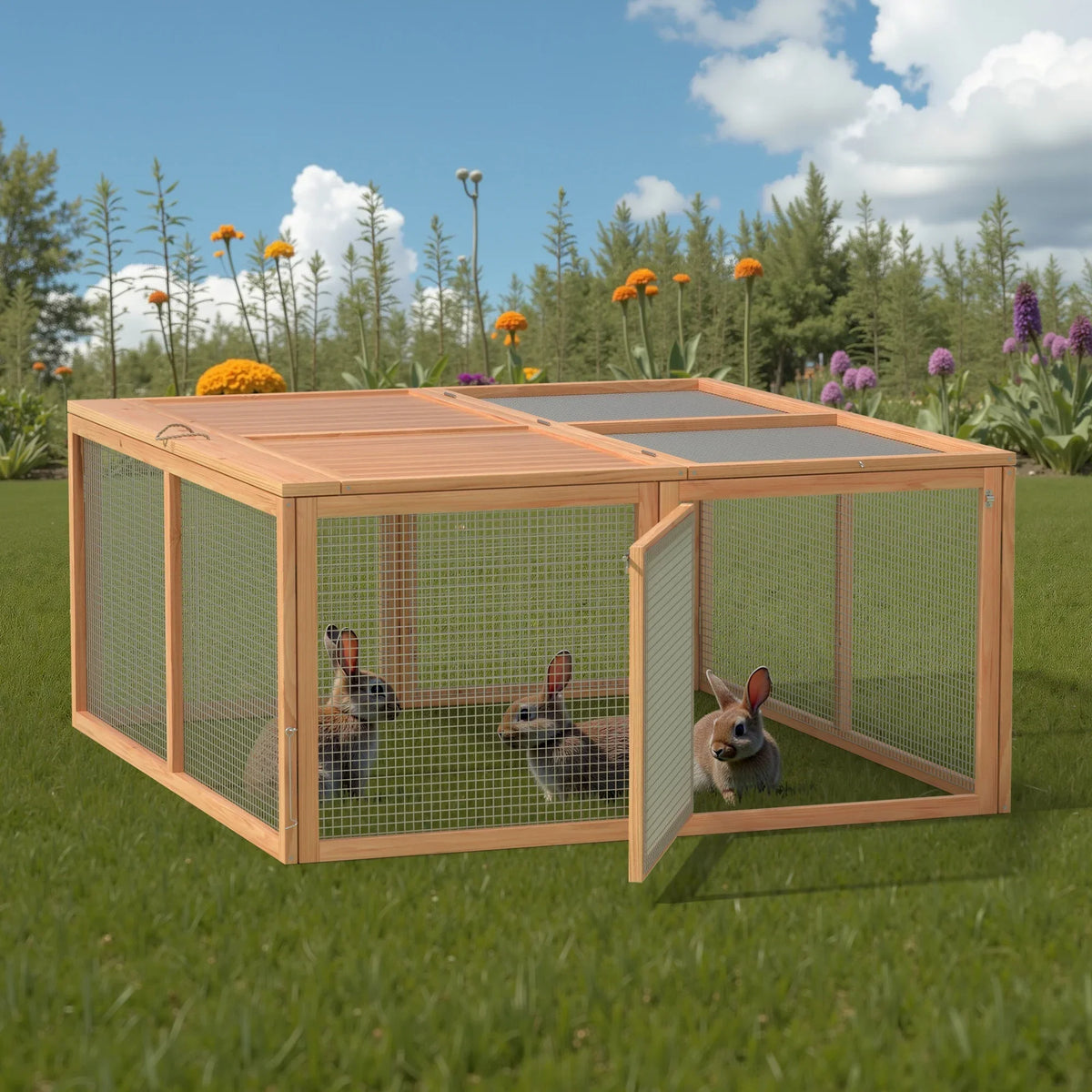 Nouveauté 2026 – Poulailler portable , clapier, cage d'extérieur en bois pour petits animaux (lapins, canards, poussins, cailles), aucun assemblage requis