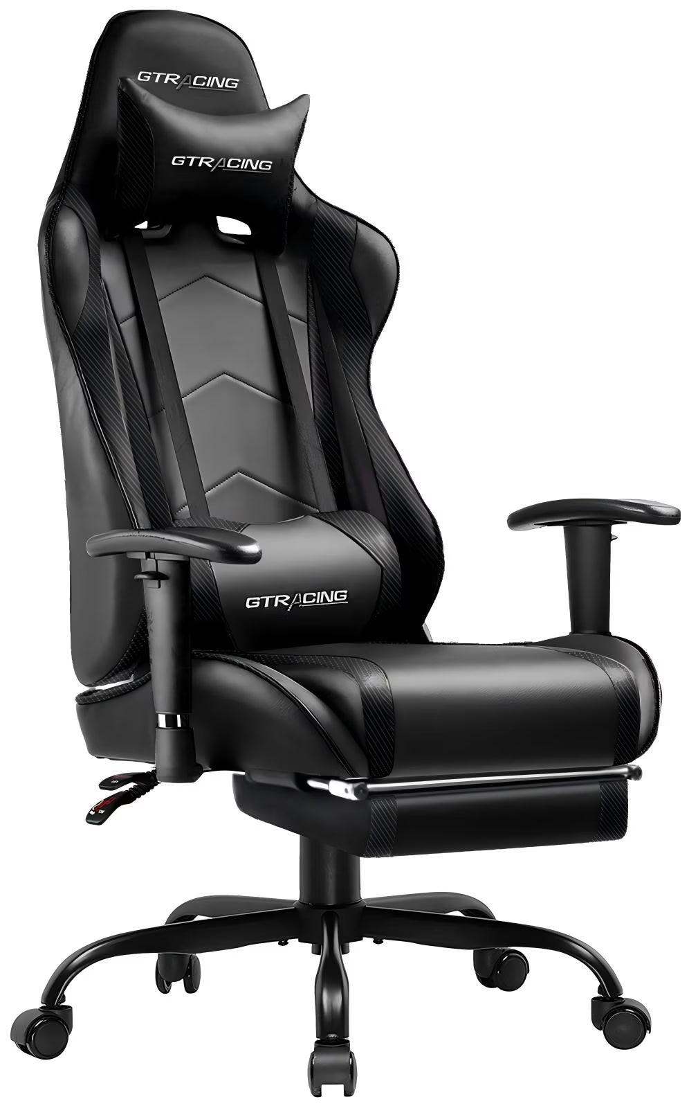 Nouveauté 2026 – Chaise de jeu GTRACING , chaise de bureau ergonomique avec soutien lombaire, revêtement en cuir PU, repose-pieds et appui-tête réglable, rouge