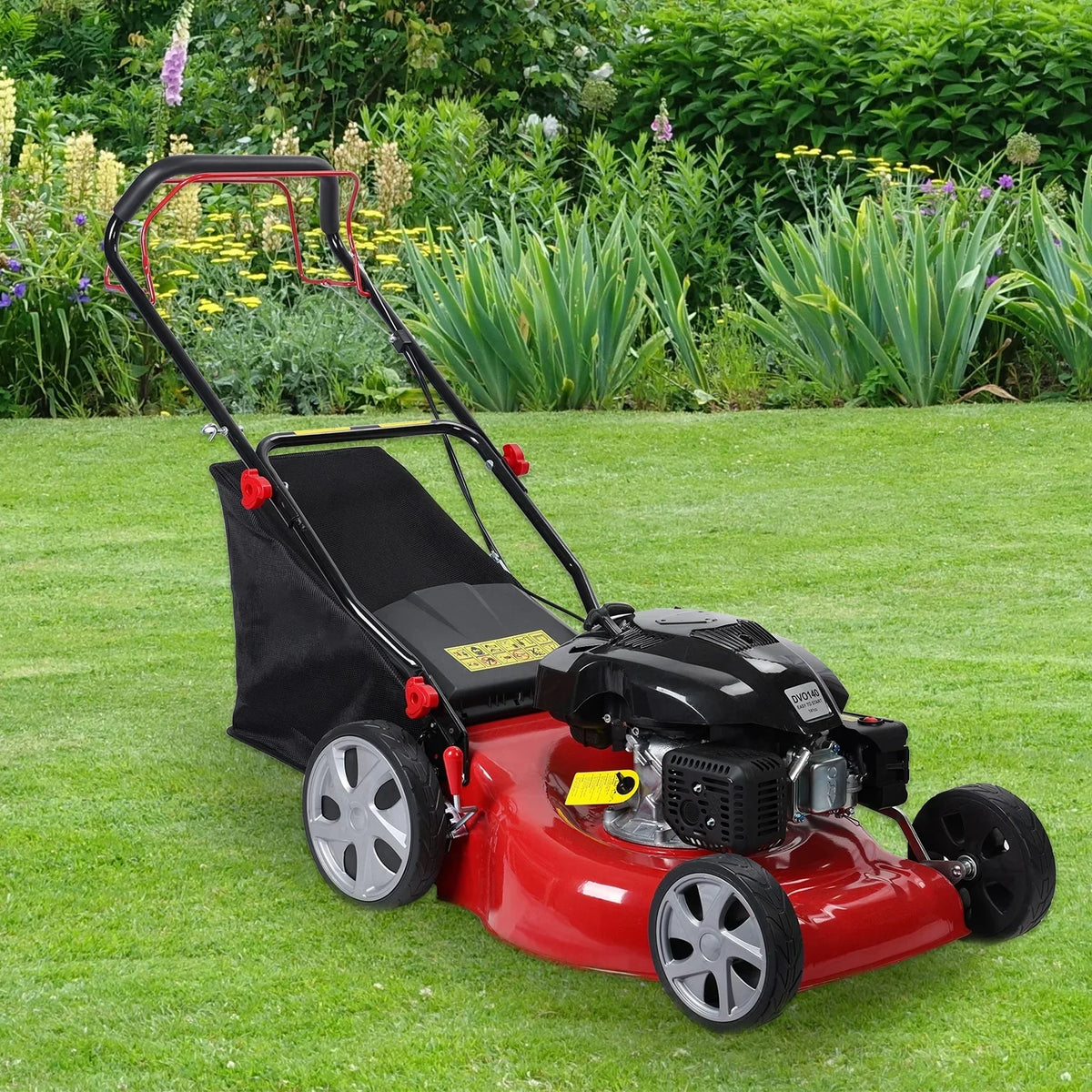 Nouveauté 2026 – Tondeuse à gazon Lawn , autotractée, moteur essence 141 cm3, avec réservoir d'herbe de 50 L et grandes roues