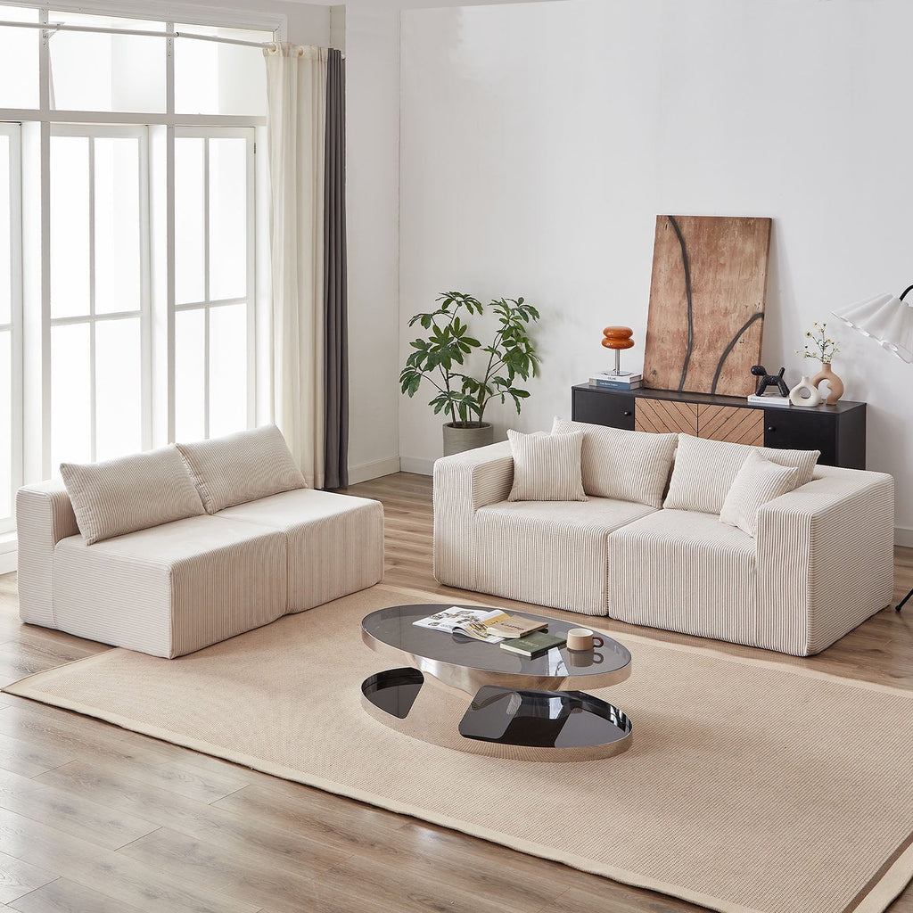 Nouveauté 2026 – Canapé d'angle modulaire en velours côtelé de 264 cm (104 pouces), ensemble de canapés de sol de luxe, mobilier d'intérieur rembourré, canapé compressé en mousse pour salon et chambre, combinaison libre de 4 pièces
