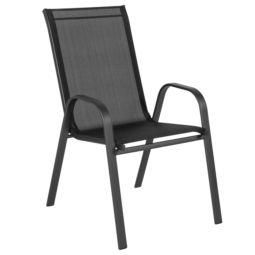 Nouveauté 2026 – Lot de 5 chaises empilables d'extérieur BizChair noires , revêtement Flex Comfort et structure en métal