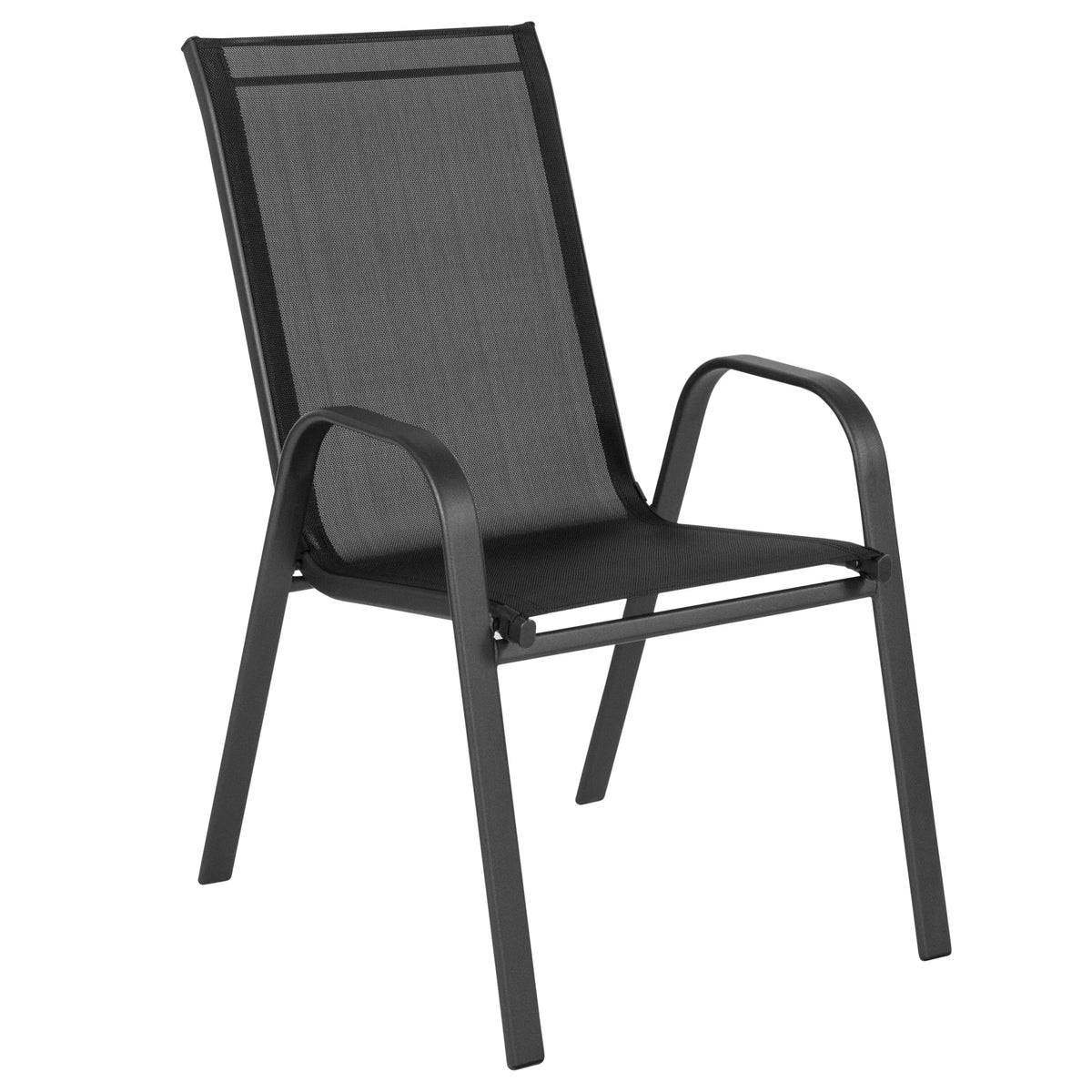 Nouveauté 2026 – Lot de 5 chaises empilables d'extérieur BizChair noires , revêtement Flex Comfort et structure en métal