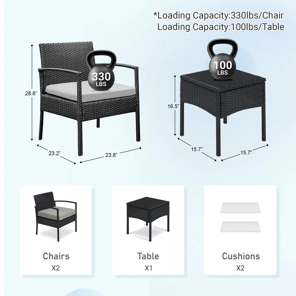 Nouveauté 2026 – Ensemble de mobilier de jardin Tappio , 3 pièces, style bistro, comprenant des chaises de conversation en rotin, une table d'appoint et des coussins. Idéal pour balcon, jardin ou terrasse. Couleur : rouge