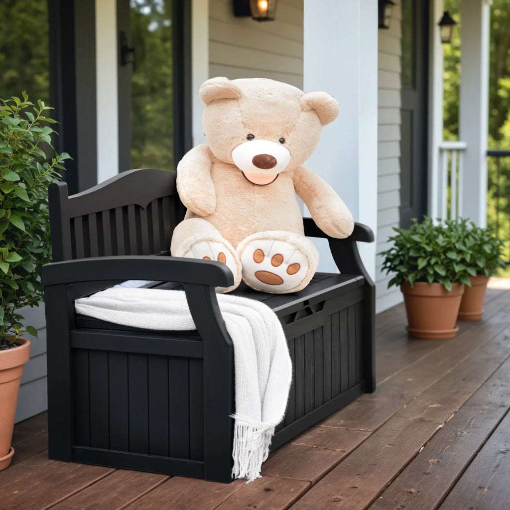 Nouveauté 2026 – Banc de rangement Homall de 80 gallons en plastique, fabriqué en résine durable et résistante aux intempéries, avec compartiment de rangement organisé de type Deckbox, pour patios et pelouses extérieures, noir