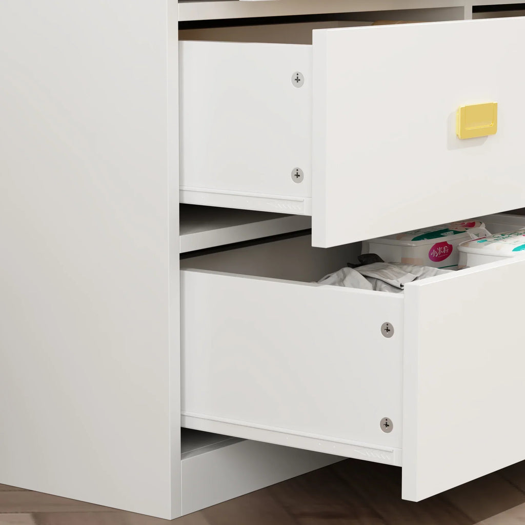 Nouveauté 2026 – Table à langer/commode pour chambre de bébé OXYLIFE , 114 cm (45 po), avec 4 tiroirs et une étagère, blanche