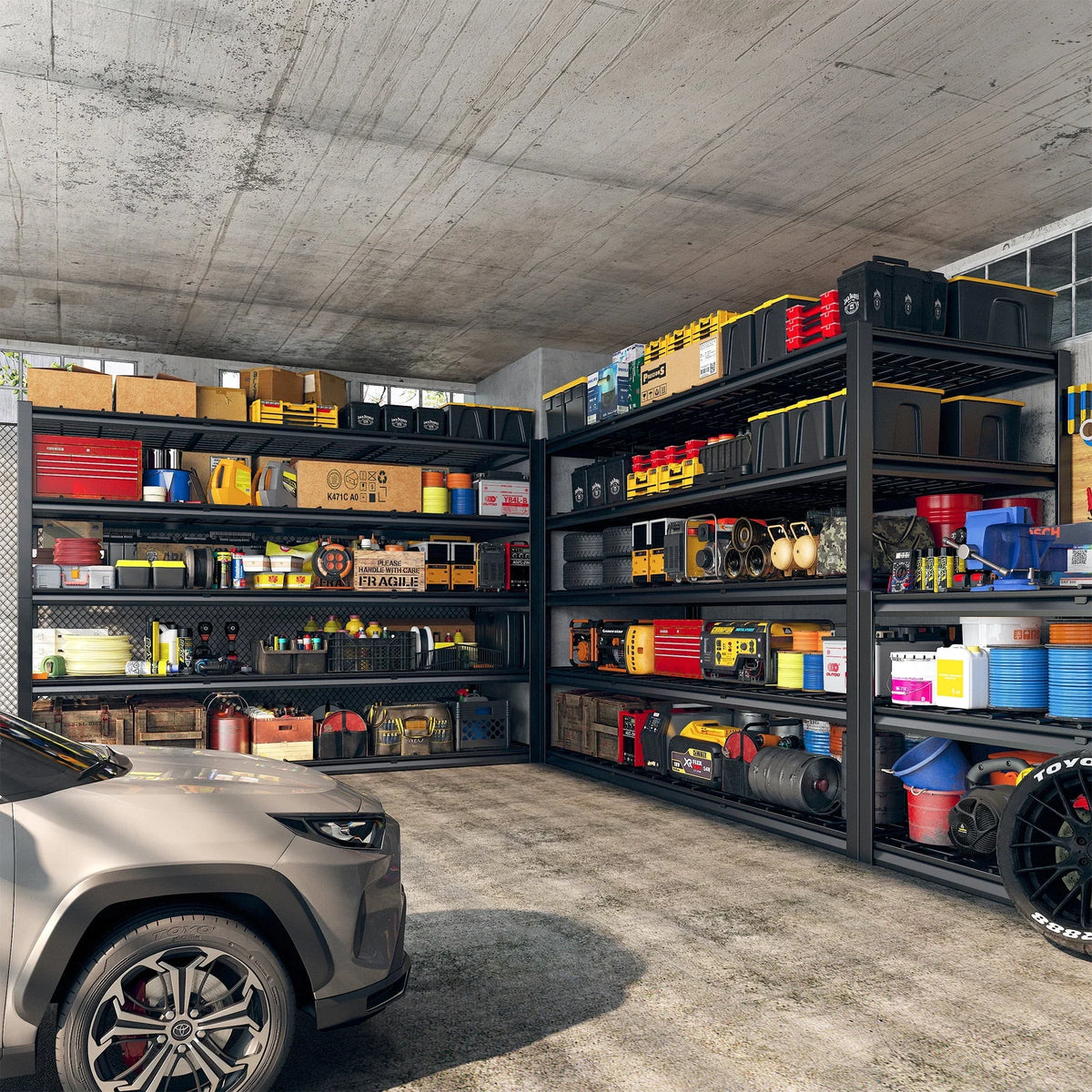 Nouveauté 2026 – Étagère de garage REIBII , 152 cm (L) x 61 cm (P) x 183 cm (H), robuste, supportant jusqu'à 1360 kg (3000 lb), réglable, 5 niveaux, en métal