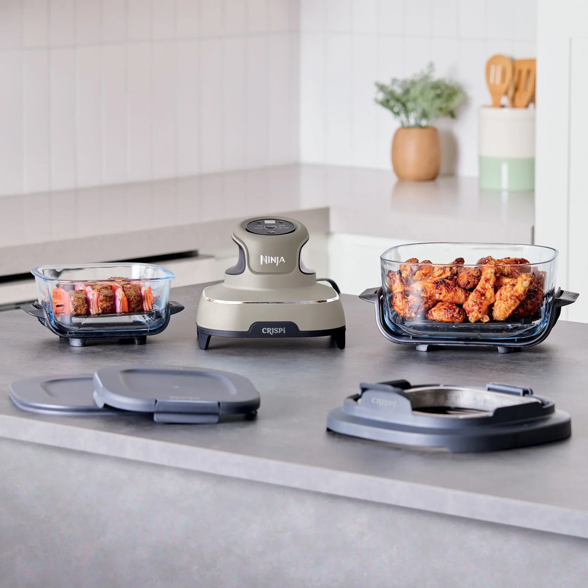 Nouveauté 2026 – Friteuse à air portable Ninja Crispi 4-en-1 en verre , récipients de 4 pintes et 6 tasses, Cyberspace