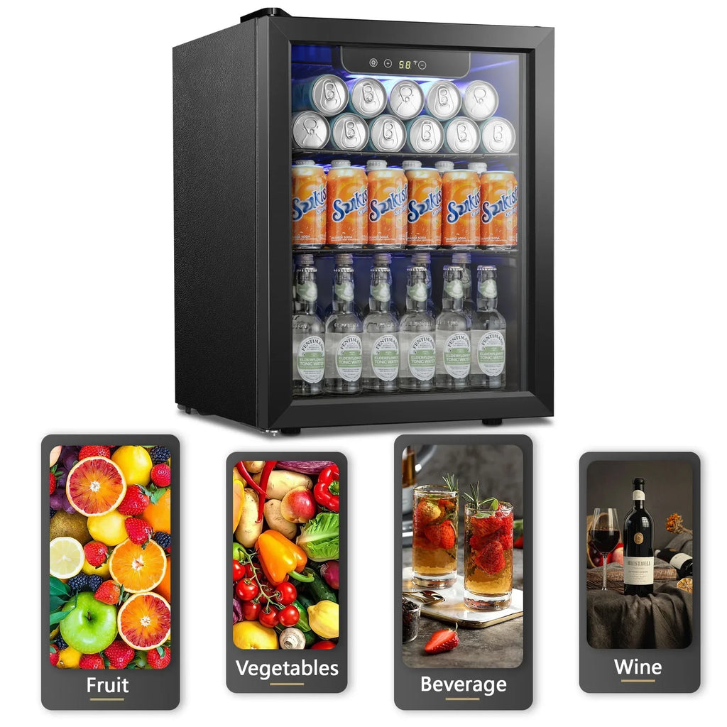 Nouveauté 2026 – Réfrigérateur à boissons Auseo 126 canettes avec porte vitrée - Noir