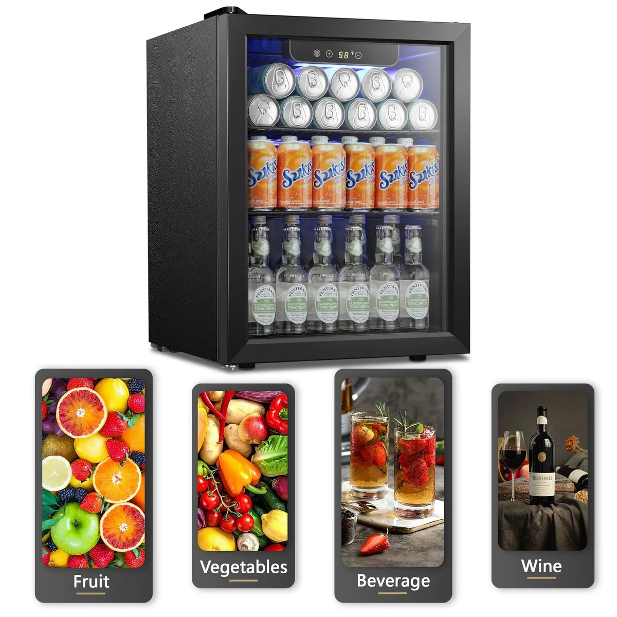 Nouveauté 2026 – Réfrigérateur à boissons Auseo 126 canettes avec porte vitrée - Noir