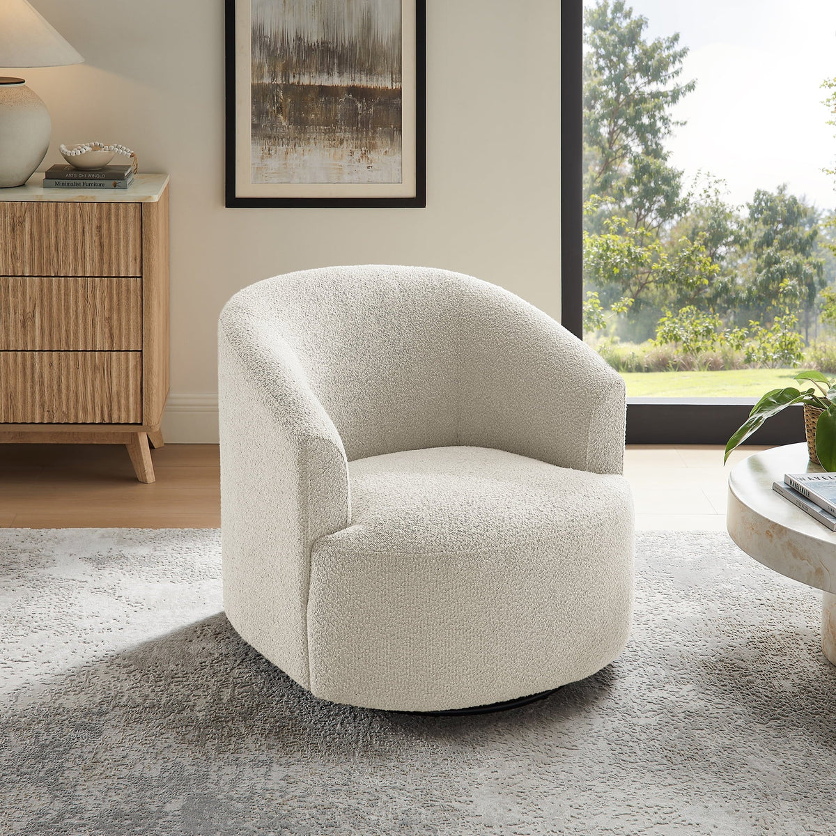 Nouveauté 2026 – Fauteuil pivotant Mainstays Boucle , taupe