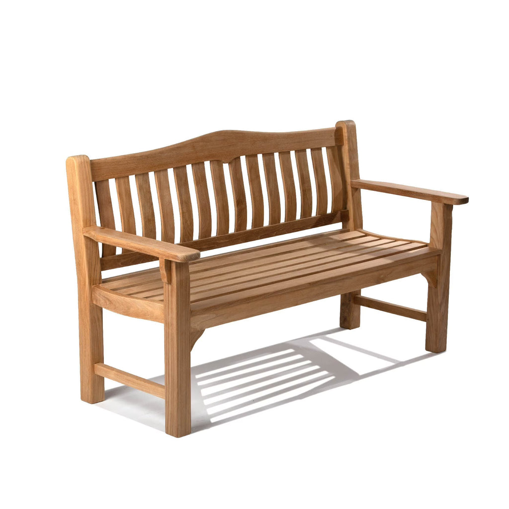 Nouveauté 2026 – Banc Ash & Ember Hawthorne en teck de qualité A de 53 pouces (135 cm), 2 places confortables pour 2 personnes, résistant aux intempéries, mobilier de patio intérieur/extérieur en bois massif avec lattes rapprochées, dossier incurvé e