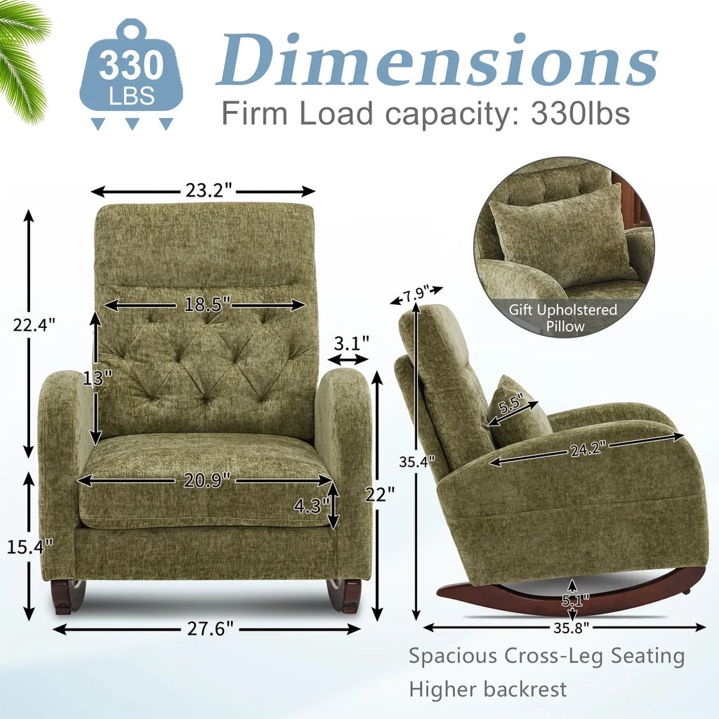 Nouveauté 2026 – Fauteuil à bascule Ktaxon , fauteuil de lecture inclinable, confortable, revêtu de velours peluche, canapé à bascule une place, beige, idéal pour le salon, la chambre d'enfant ou la chambre à coucher
