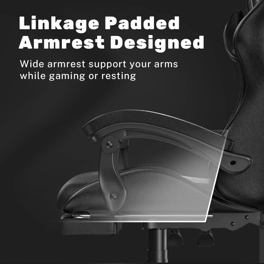 Nouveauté 2026 – Chaise de jeu Bigzzia , chaise de bureau ergonomique avec appui-tête et soutien lombaire réglables en hauteur, pour adultes et adolescents, noir et blanc