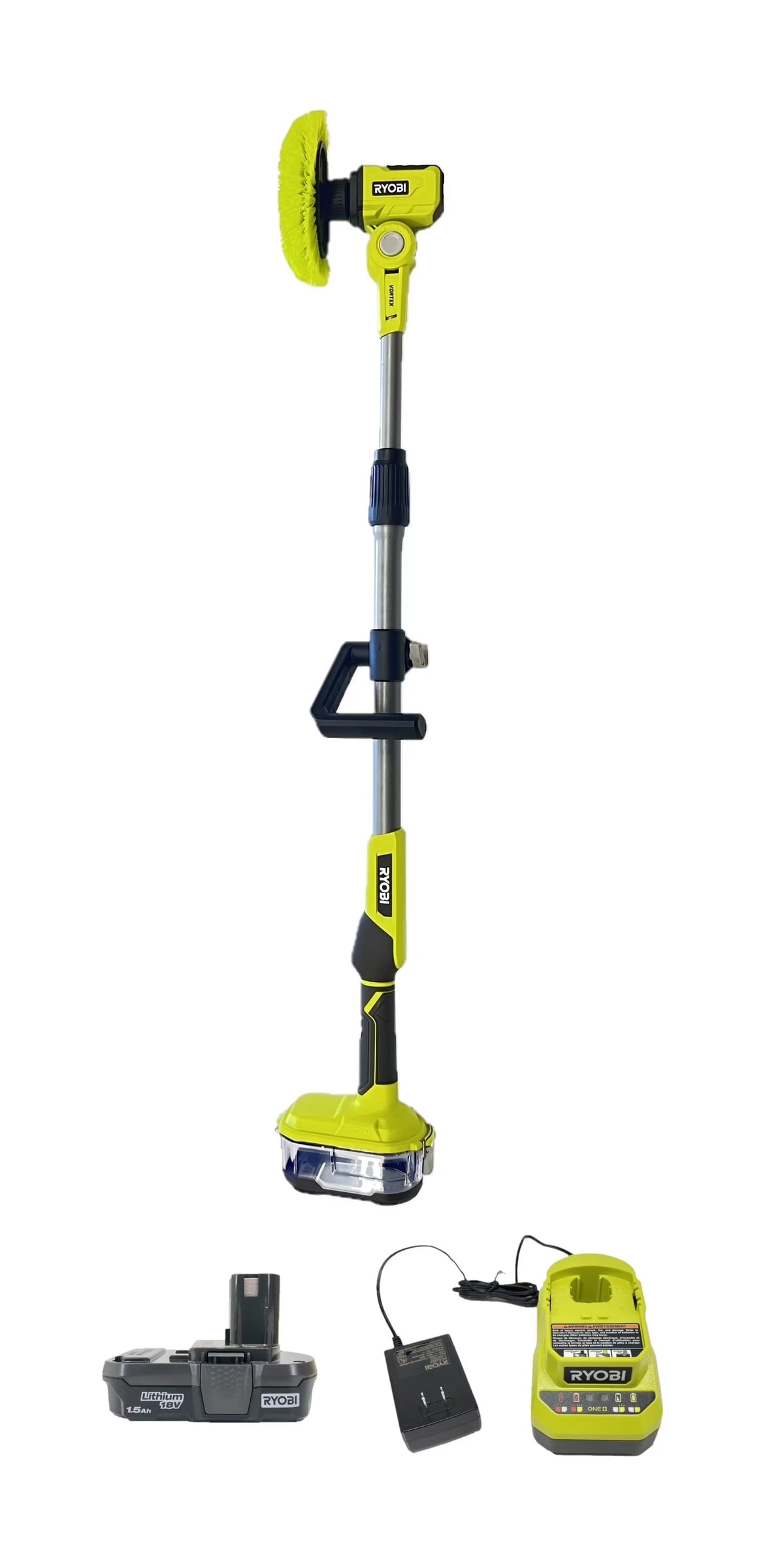 Nouveauté 2026 – Kit de nettoyage électrique télescopique sans fil RYOBI ONE+ 18V P4500 avec batterie et chargeur