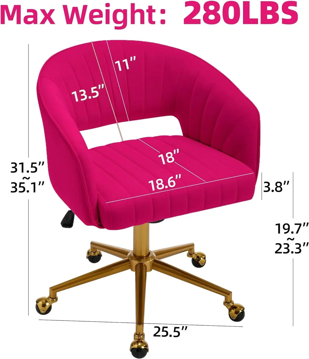 Nouveauté 2026 – Chaise de bureau Westice , chaise de travail en velours, chaise pivotante réglable en hauteur avec base dorée, idéale pour coiffeuse, bureau, salon ou salle informatique, beige