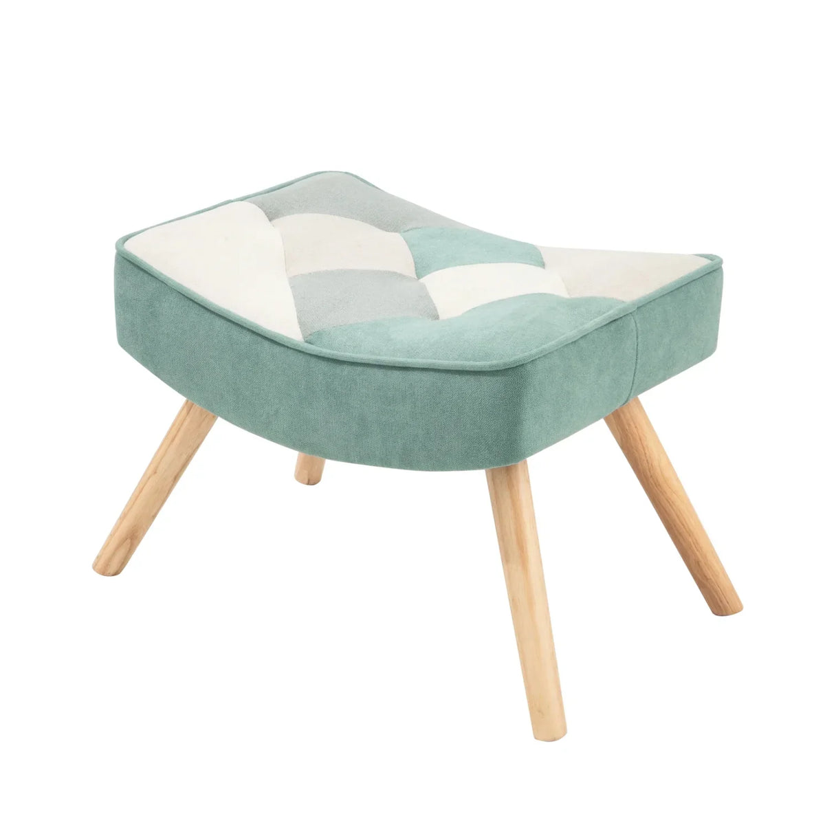 Nouveauté 2026 – Fauteuil d'appoint moderne avec pieds en bois massif et dossier haut à oreilles, ensemble de fauteuil avec repose-pieds, fauteuil confortable pour salon, salle de lecture, chambre, patchwork coloré