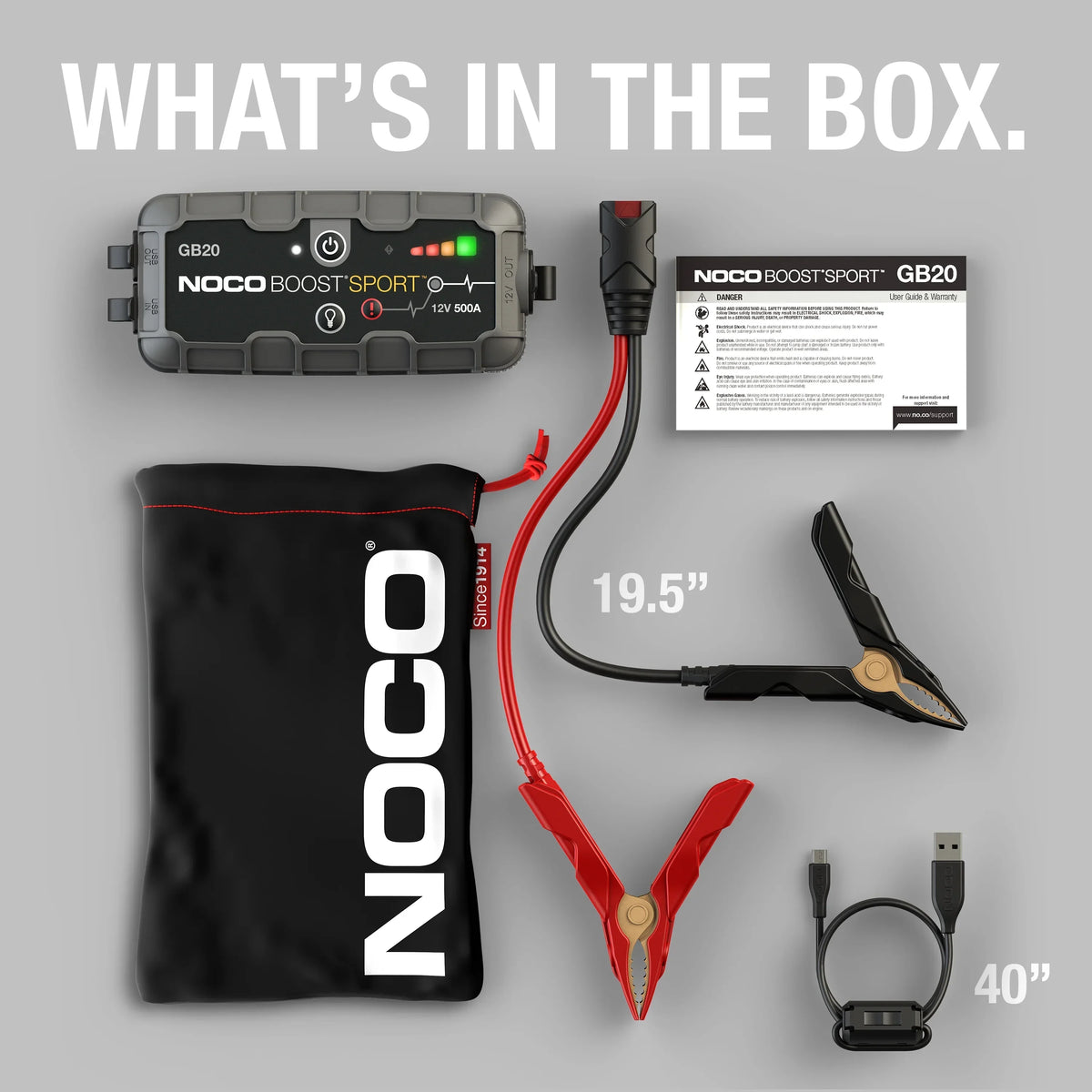 Nouveauté 2026 – NOCO Boost GB20 : Démarreur de batterie portable au lithium ultra-sécurisé 500 A 12 V