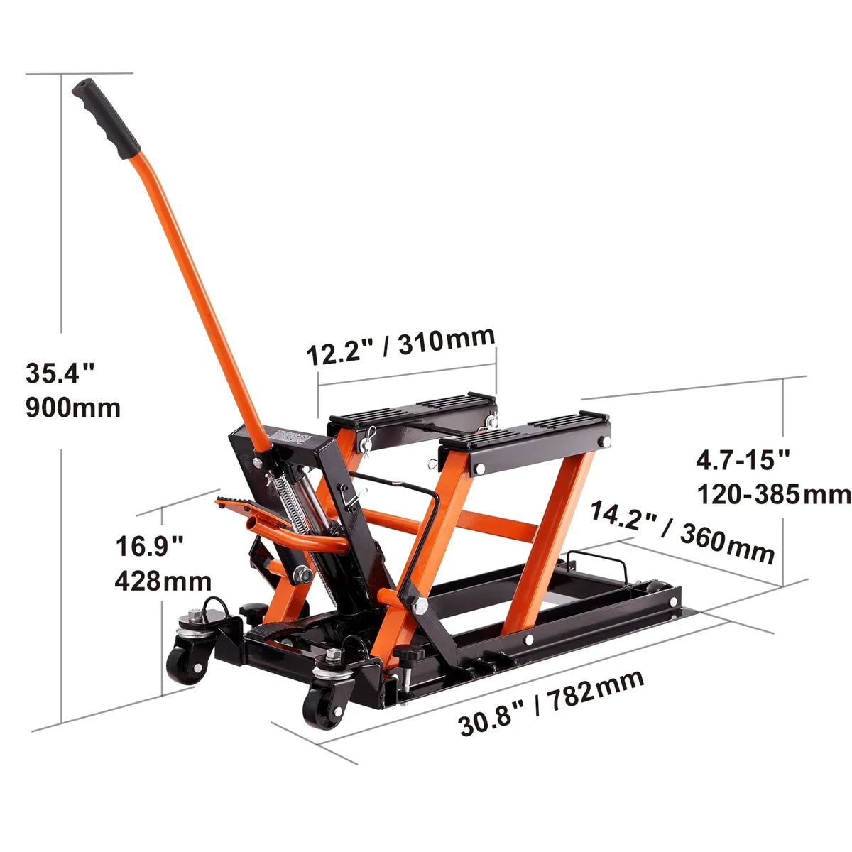 Nouveauté 2026 – Cric hydraulique de levage pour moto, quad et VTT KFFKFF 1500 lb (680 kg) avec pompe hydraulique et support pour moto tout-terrain