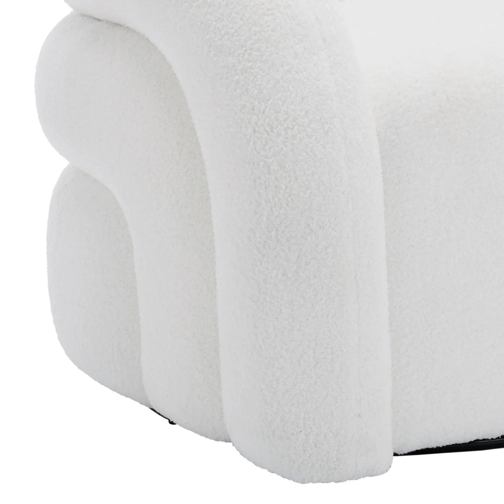 Nouveauté 2026 – Fauteuil pivotant 360" pour salon, fauteuil tonneau bouclé, canapé une place, fauteuil de lecture, vert sauge