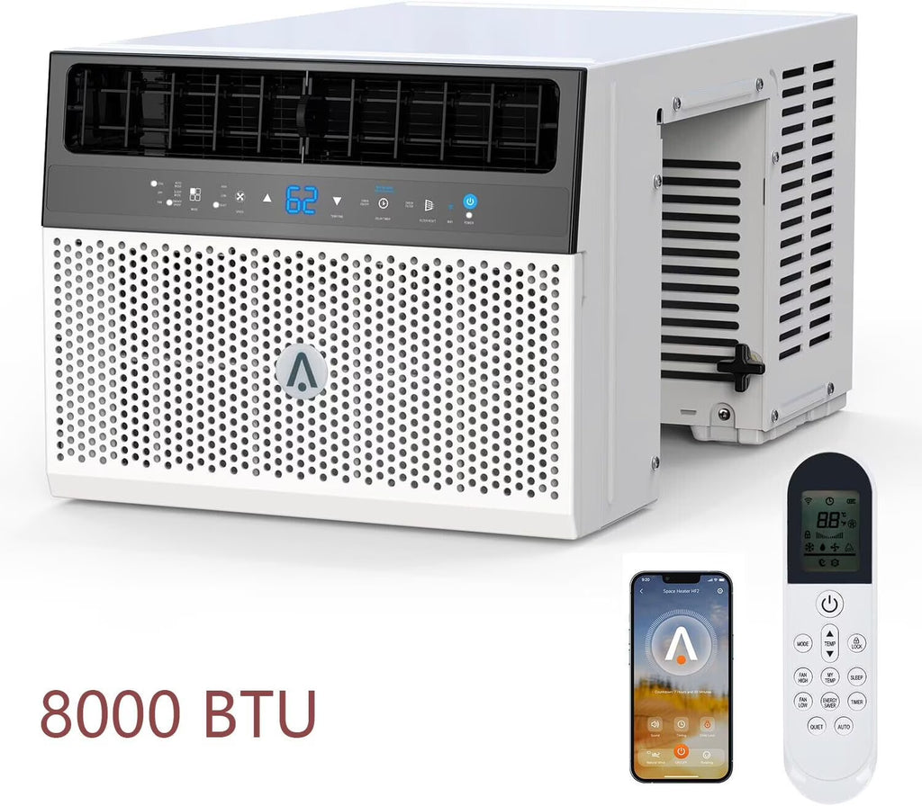 Nouveauté 2026 – Climatiseur de fenêtre 8000 BTU à poser sur le rebord de fenêtre, jusqu'à 370 pi² (34 m²), avec télécommande et application