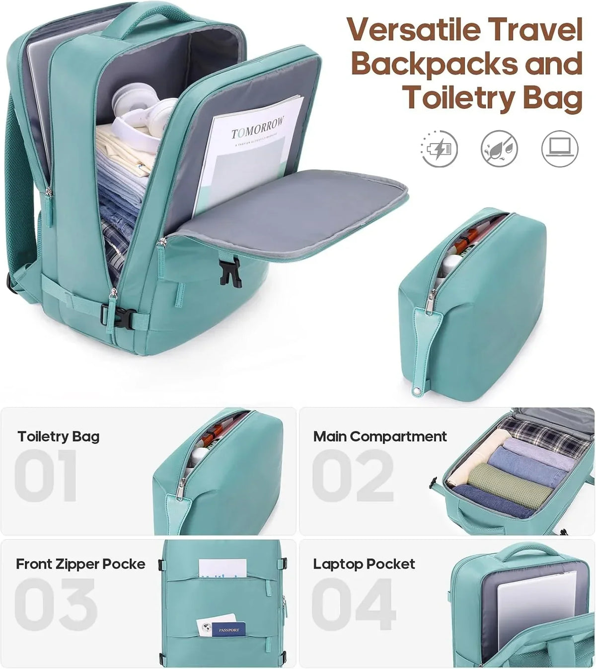 Nouveauté 2026 – Ensemble de bagages MIUSSE , 3 pièces : valise cabine 20 pouces à roulettes, coque rigide 100 % PC avec serrure TSA, conforme aux normes des compagnies aériennes, avec sac à dos de voyage pour hommes et femmes