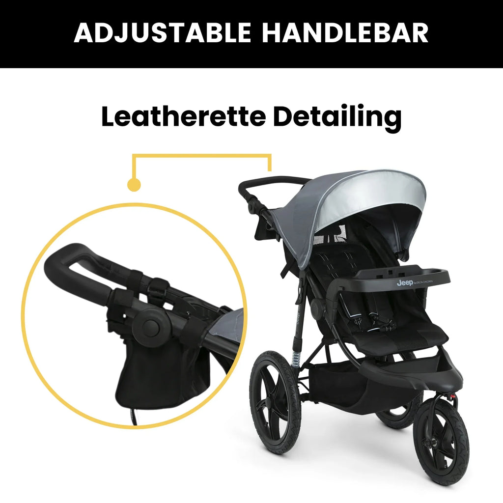 Nouveauté 2026 – Poussette de jogging Jeep TurboGlyde de Delta Children, noire