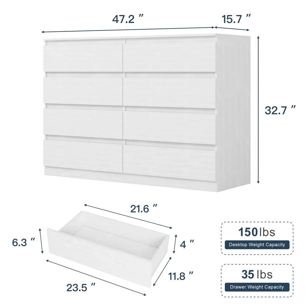 Nouveauté 2026 – Commode Resenkos moderne style milieu du siècle, 6 tiroirs, large, pour chambre à coucher, grise