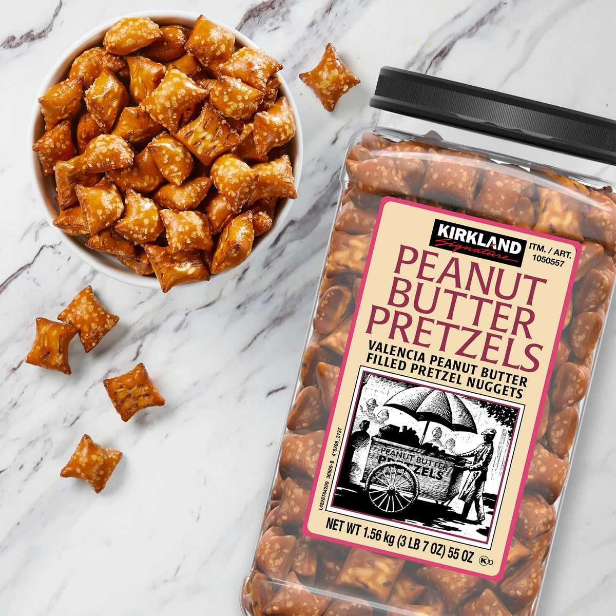 Nouveauté 2026 – Bretzels fourrés au beurre de cacahuète Kirkland Signature , 1,56 kg