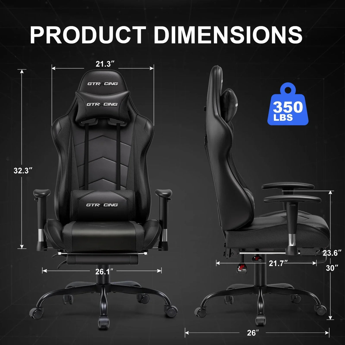 Nouveauté 2026 – Chaise de jeu GTRACING , chaise de bureau ergonomique avec soutien lombaire, revêtement en cuir PU, repose-pieds et appui-tête réglable, rouge