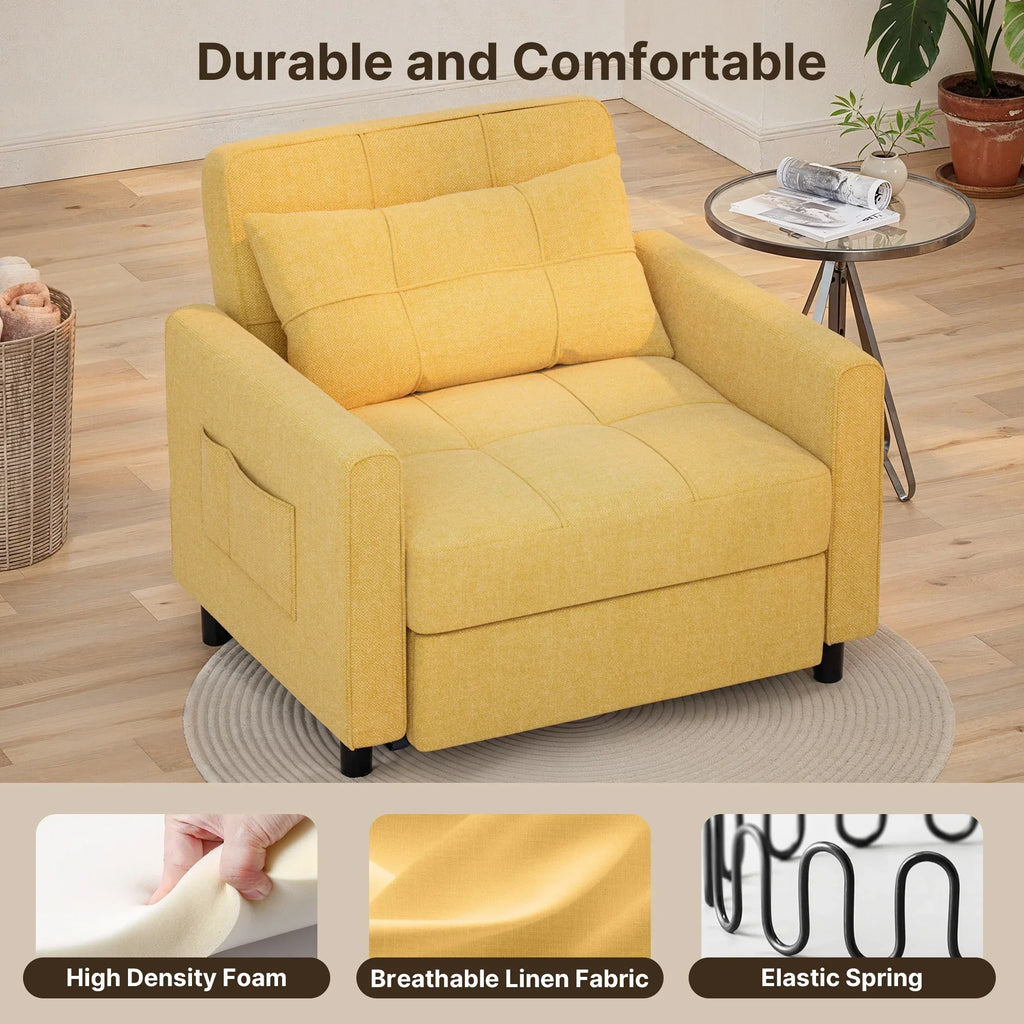Nouveauté 2026 – Canapé-lit convertible 3 en 1 Lofka avec rangement, dossier réglable et fonction gigogne - Fauteuil-lit idéal pour les petits espaces et les appartements, gris foncé