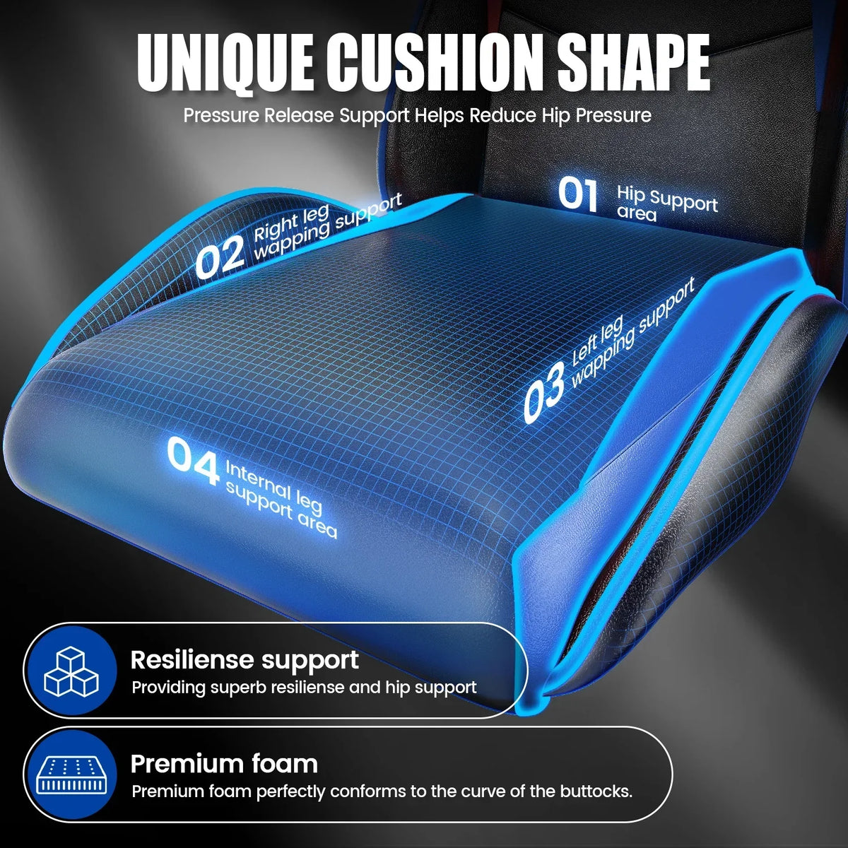 Nouveauté 2026 – Chaise de jeu Bigzzia , chaise de bureau ergonomique avec appui-tête et soutien lombaire réglables en hauteur, pour adultes et adolescents, noir et blanc