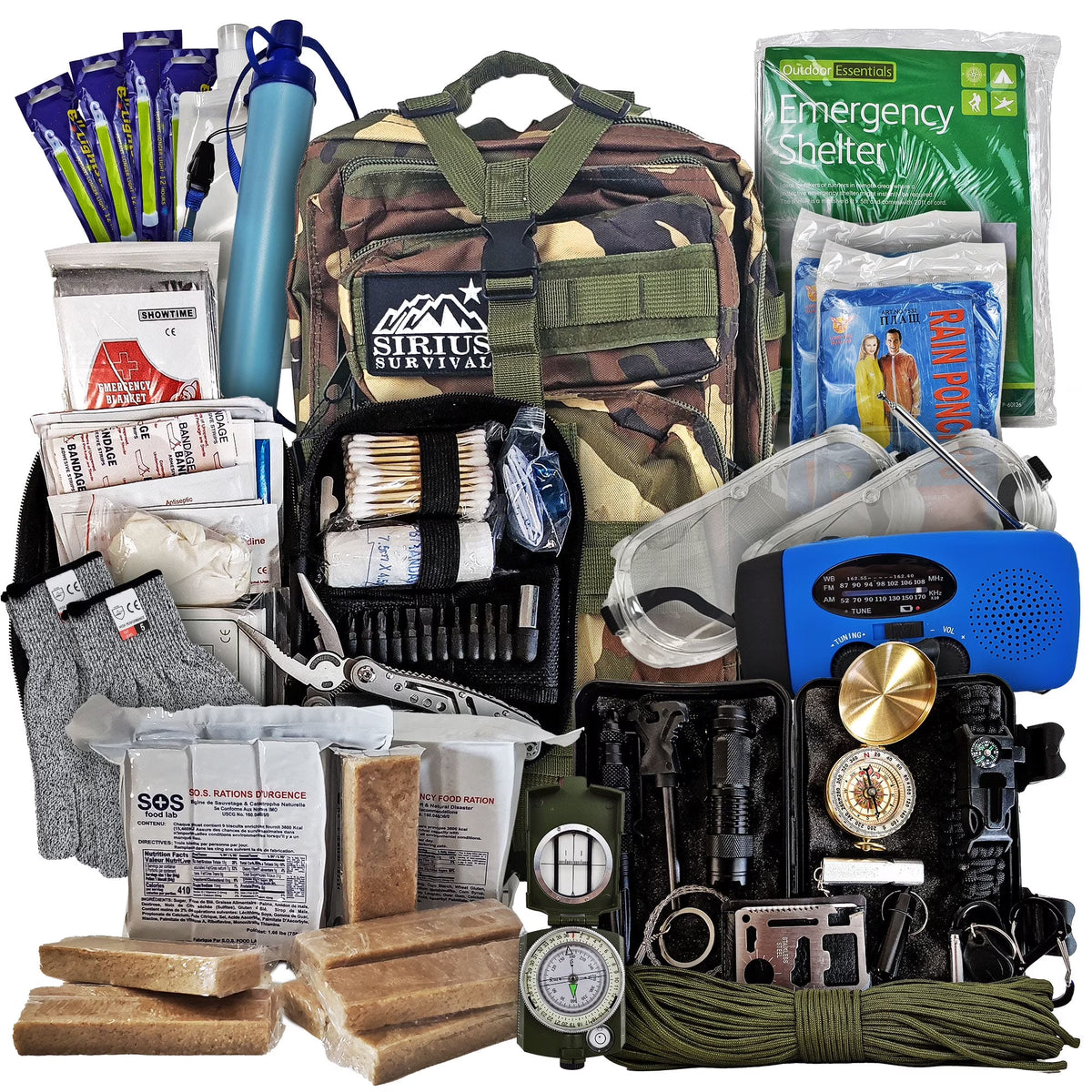 Nouveauté 2026 – Kit de survie d'urgence Vital pour 72 heures en famille - Sac d'évacuation pour ouragans, inondations, tornades ou autres catastrophes - Kit de nourriture et d'eau pour 2 personnes pour 72 heures
