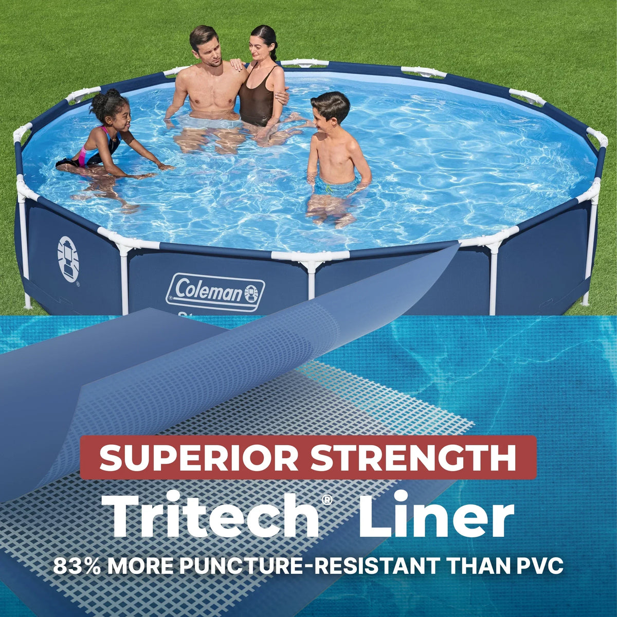 Nouveauté 2026 – Piscine hors sol ronde à structure métallique Coleman Steel Pro 12 pi x 33 po