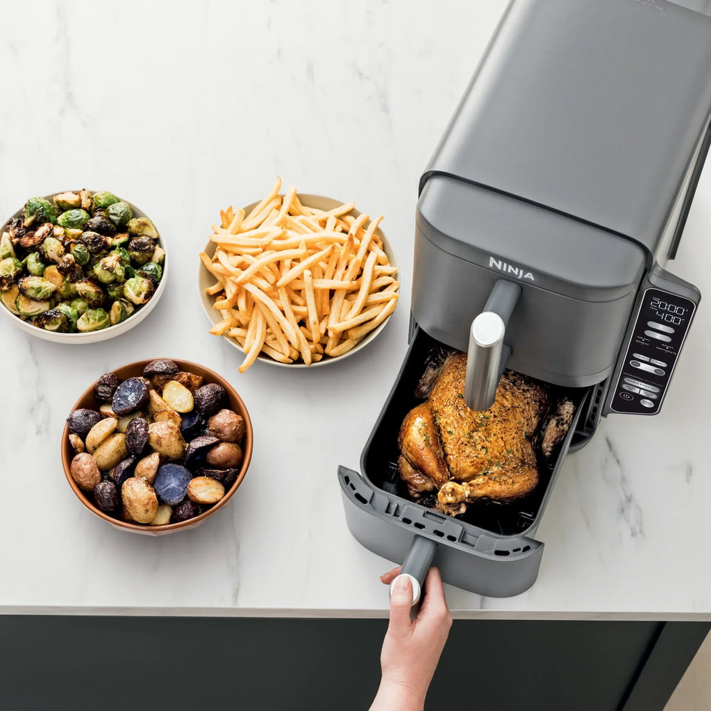 Nouveauté 2026 – Friteuse à air Ninja DoubleStack XL à 2 paniers, technologie DoubleStack permettant de cuire 4 aliments simultanément, conception compacte, 10 pintes, 4 en 1, Smart Finish & Match Cook, SL400