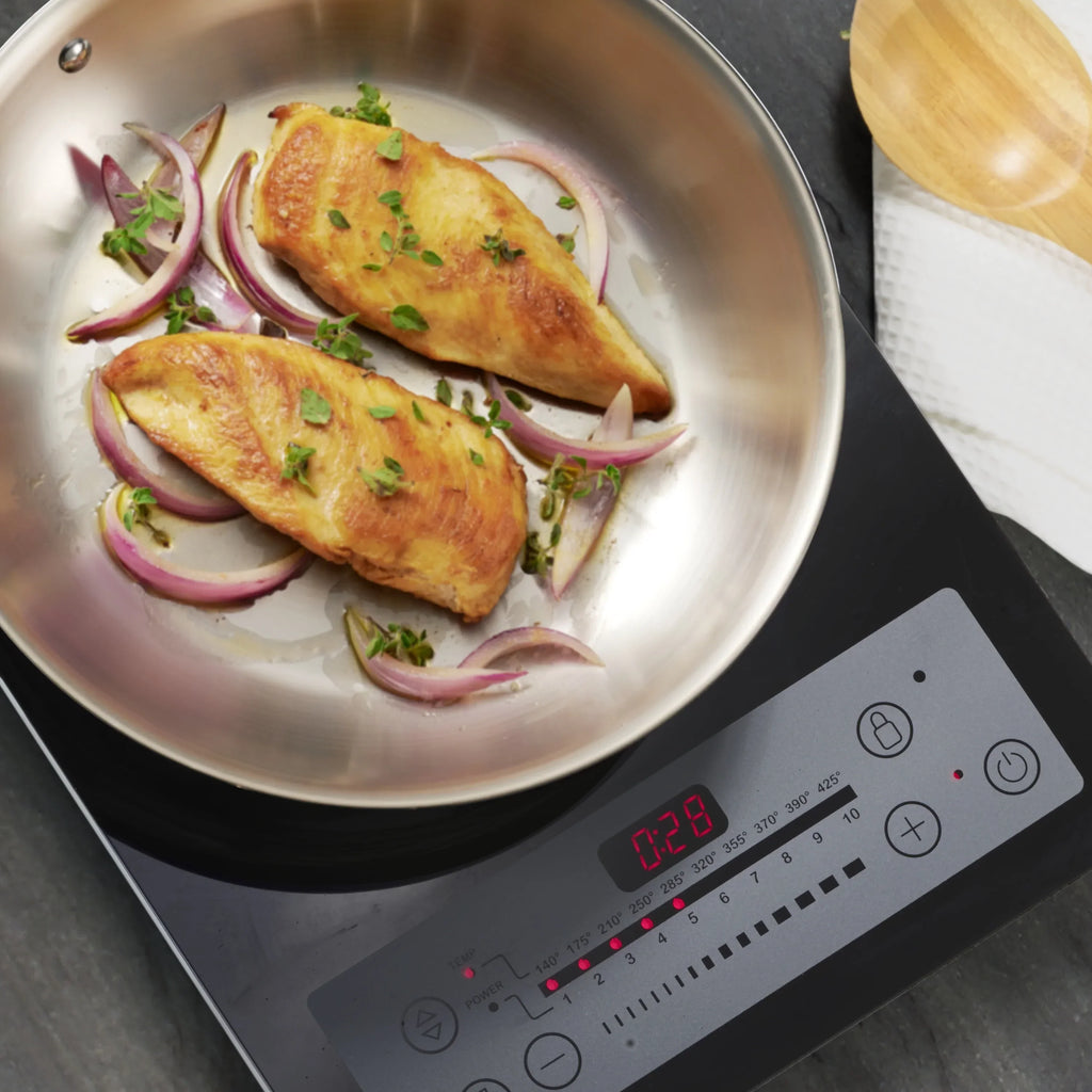Nouveauté 2026 – Ensemble de 14 pièces de batterie de cuisine Tramontina en acier inoxydable triple couche avec couvercles en verre