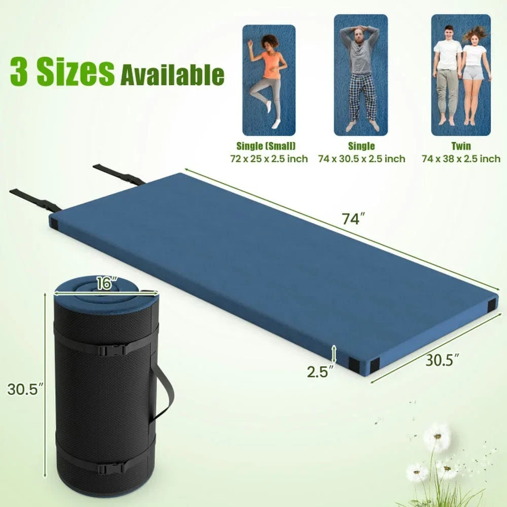 Nouveauté 2026 – Matelas de camping pliable Spaco avec coussin en mousse haute densité et fond antidérapant, matelas gonflables et sacs de couchage pour l'extérieur (jardin, cour, bleu marine
