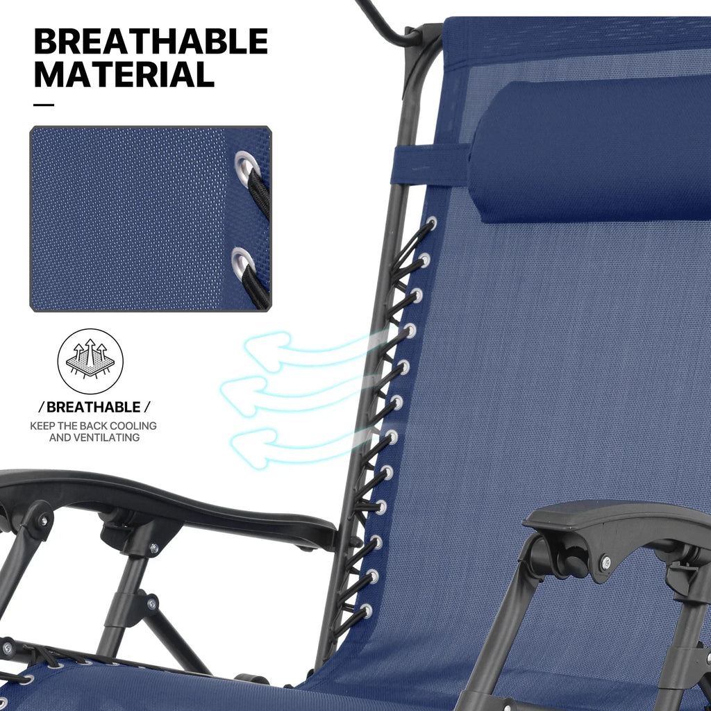Nouveauté 2026 – Ensemble de 2 chaises MoNiBloom Zero Gravity , fauteuils de plage/terrasse pliables avec auvent et appui-tête, noirs