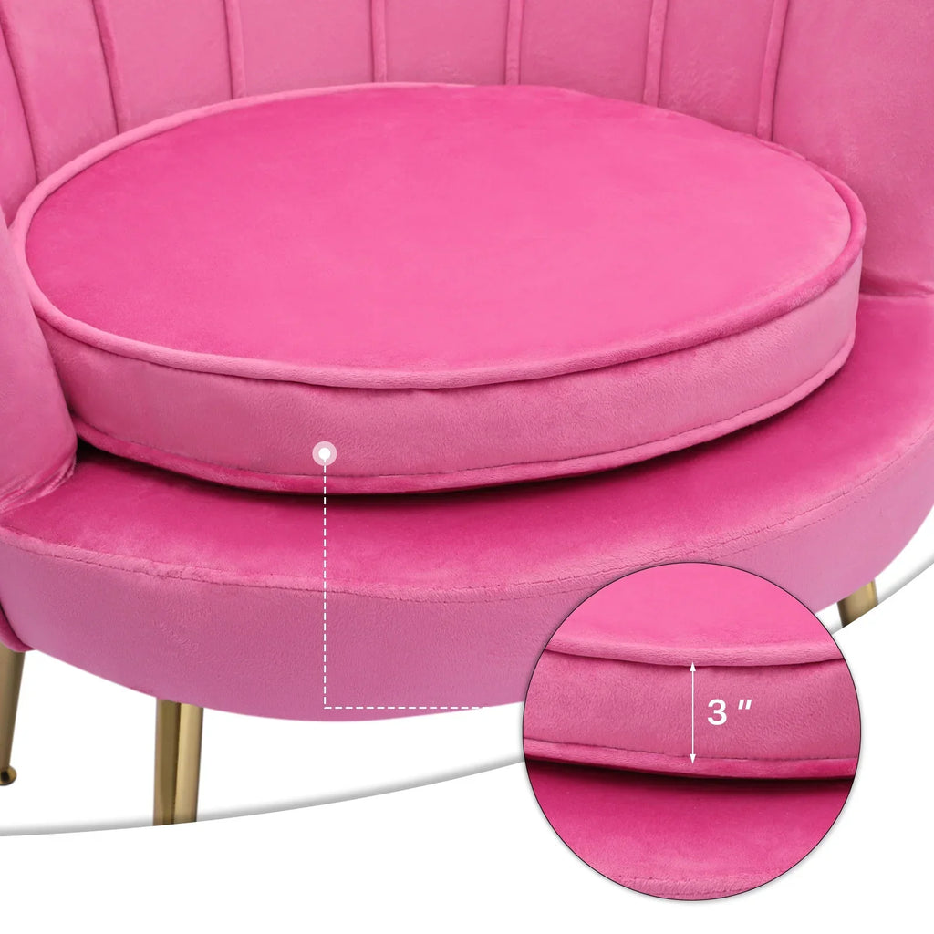 Nouveauté 2026 – Ensemble de 2 fauteuils d'appoint MoNiBloom , capitonnés en velours, avec coussin et repose-pieds. Fauteuil moderne rembourré, assise capitonnée et pieds en métal doré, idéal pour le salon. Couleur : noir