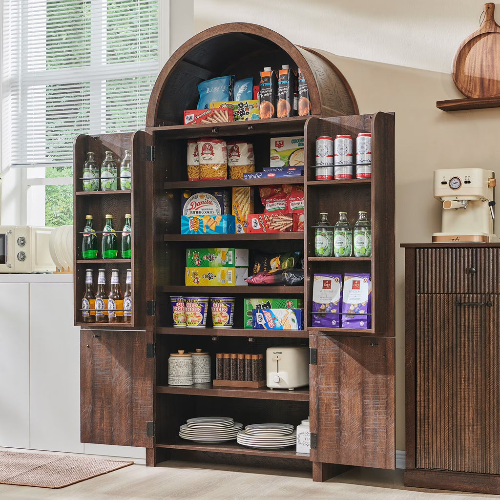 Nouveauté 2026 – Armoire de rangement de cuisine IFGET , 180 cm de haut, style arqué, avec étagères réglables, idéale pour la cuisine et la salle à manger