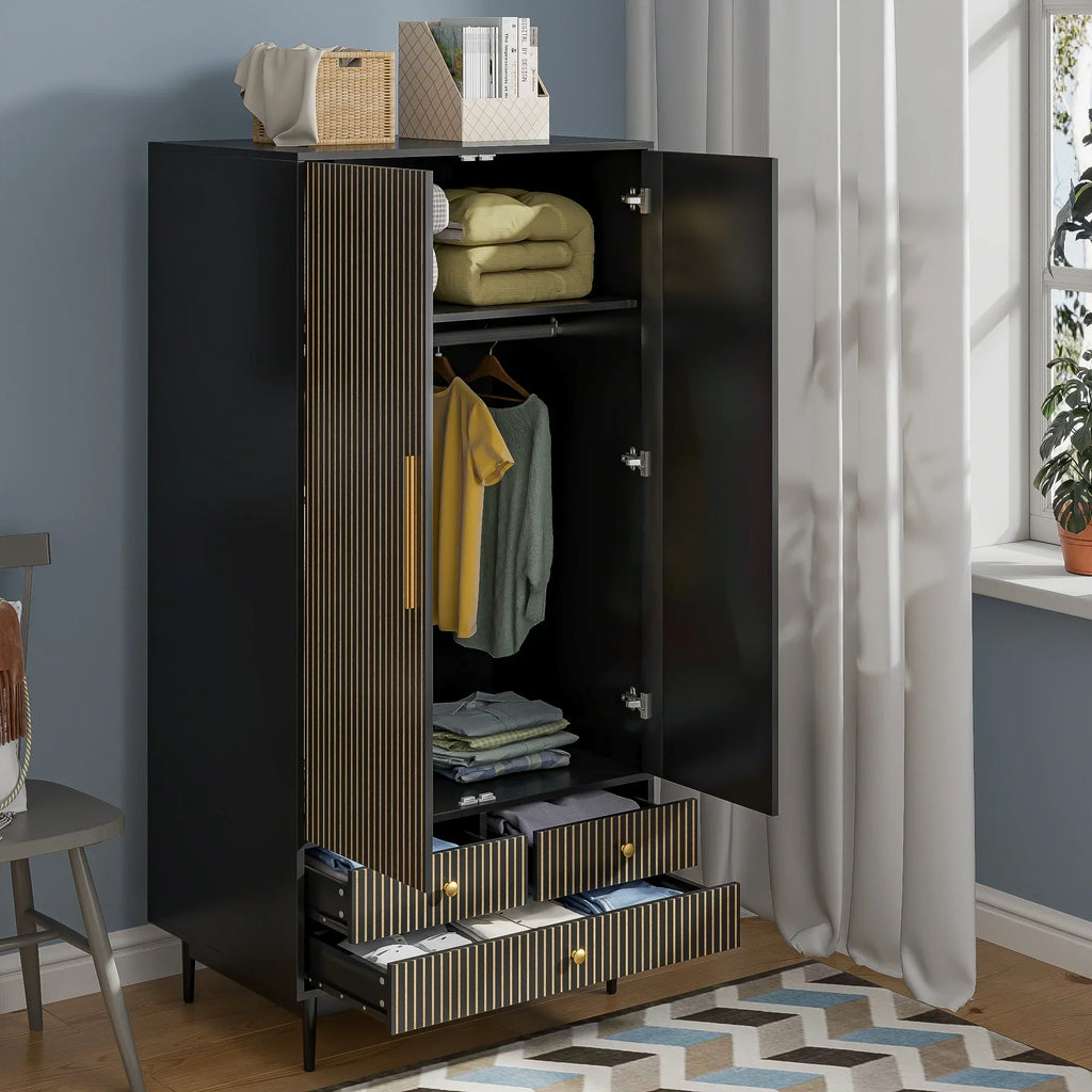 Nouveauté 2026 – Armoire-penderie Armoire , meuble de rangement avec tiroirs et penderie pour chambre à coucher, blanc