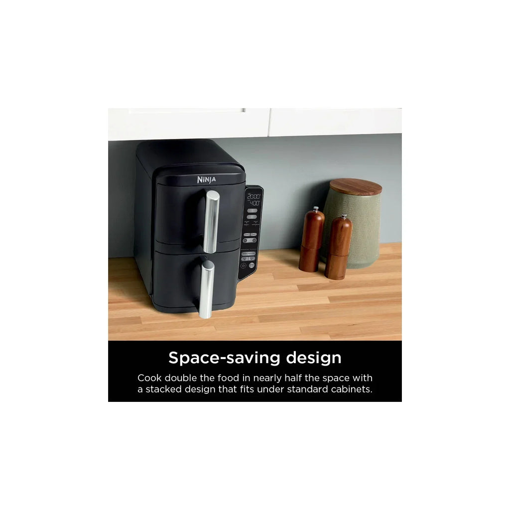 Nouveauté 2026 – Friteuse à air Ninja DoubleStack XL à 2 paniers, technologie DoubleStack permettant de cuire 4 aliments simultanément, conception compacte, 10 pintes, 4 en 1, Smart Finish & Match Cook, SL400