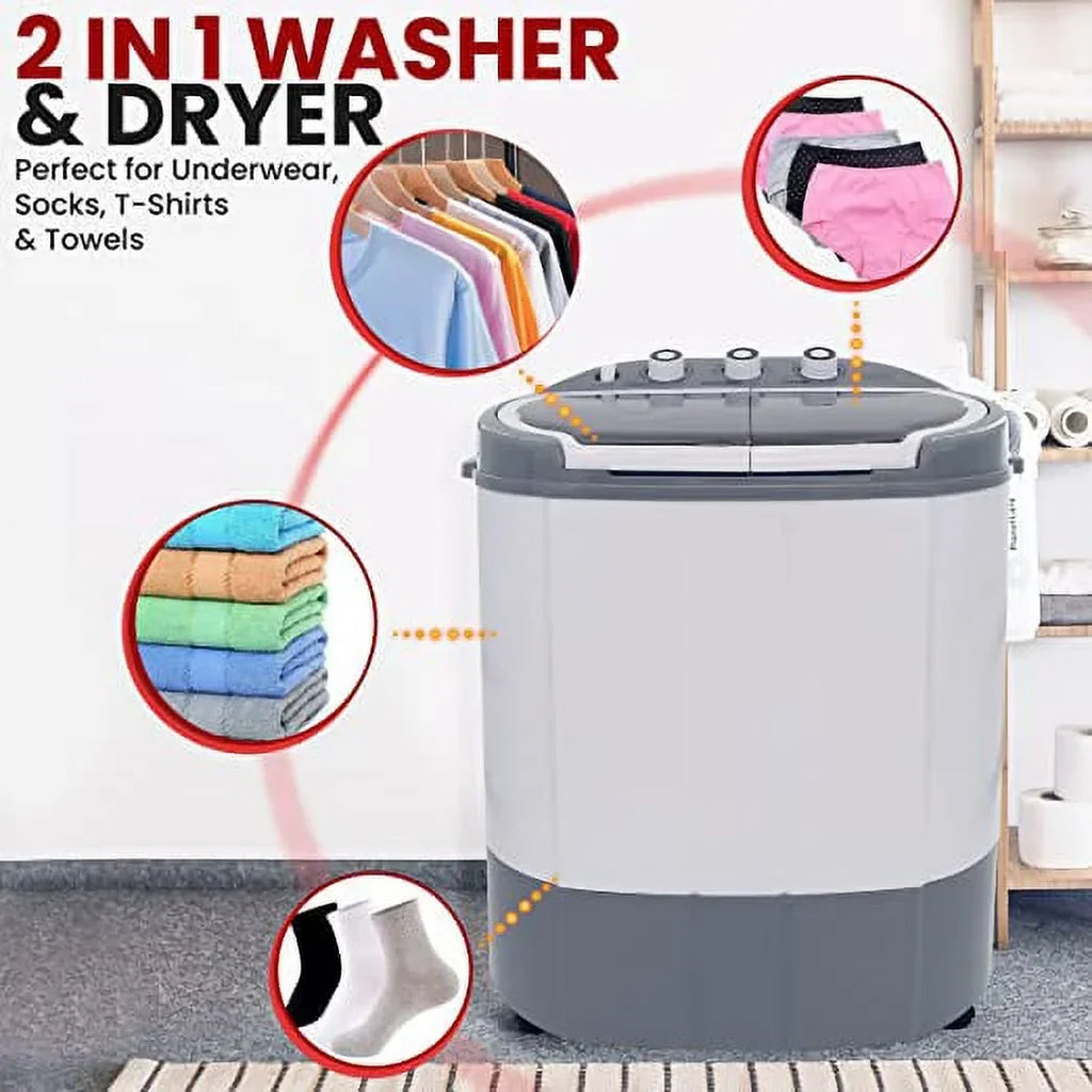 Nouveauté 2026 – Laveuse-sécheuse compacte et portable 2 en 1 Pyle Pure Clean 110 volts, grise