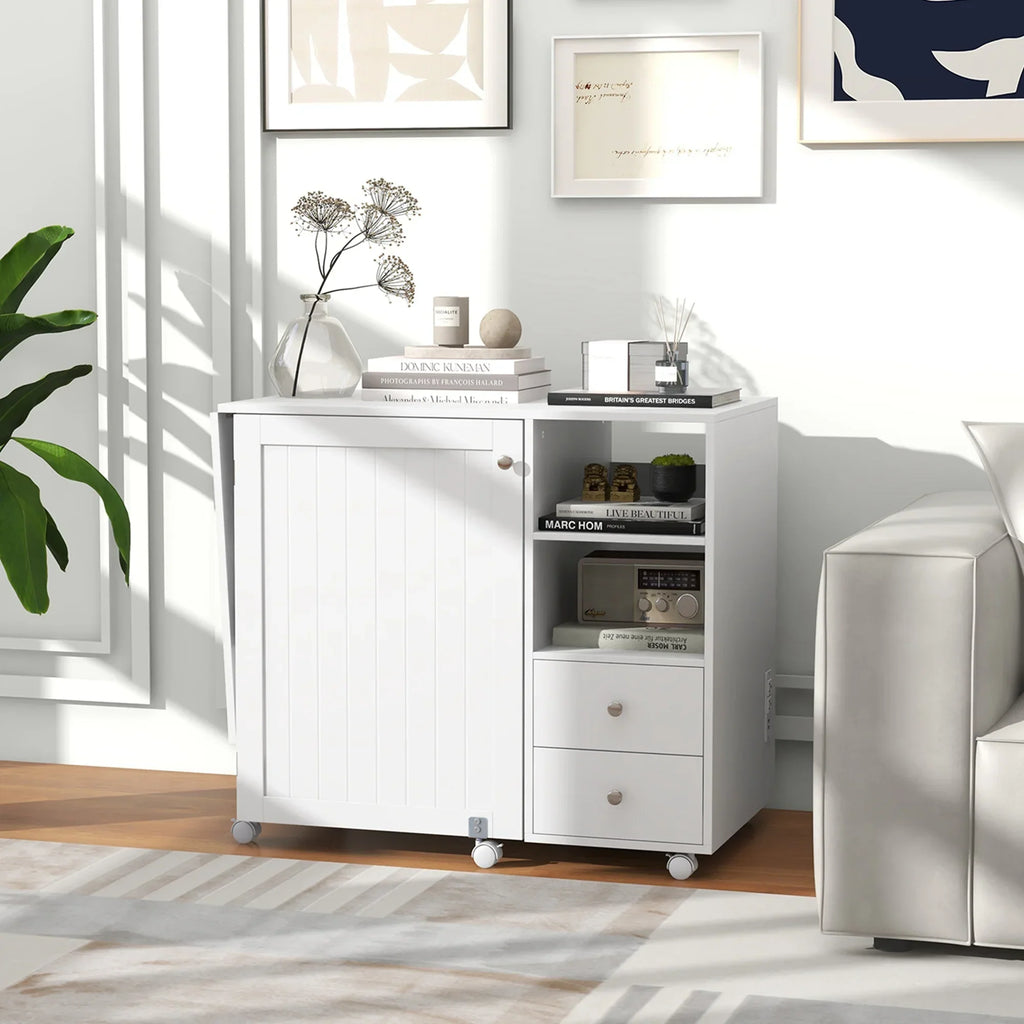 Nouveauté 2026 – Table de couture pliante Costway avec station de charge et chariot multifonctionnel pour machine à coudre
