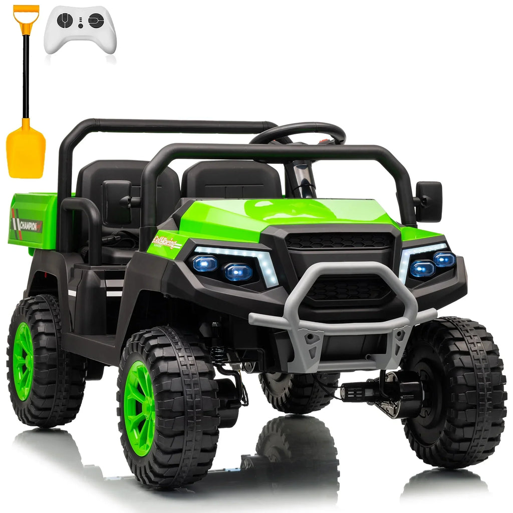 Nouveauté 2026 – Joyracer , véhicule tout-terrain électrique (UTV) 24 volts pour enfants, 2 places, avec télécommande. Voiturette de golf électrique avec 4 moteurs de 200 W, remorque inclinable et pelle, suspension à ressorts sur les 4 roues, musique