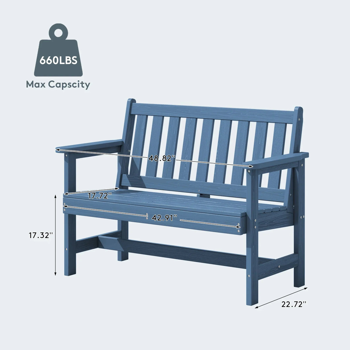 Nouveauté 2026 – Banc d'extérieur SERWALL pour 2 personnes, en PEHD résistant aux intempéries avec renforts en aluminium, supporte jusqu'à 300 kg, confortable pour terrasse, jardin et véranda, noir